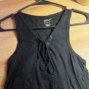 Aerie tank size XS black with crossed strings in the front